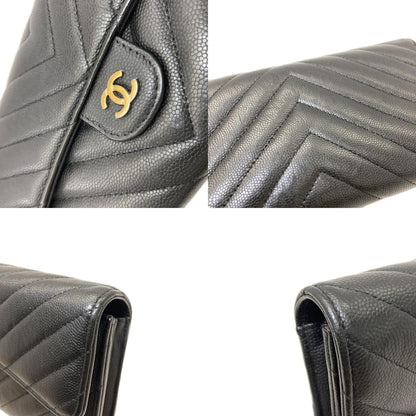 CHANEL 27723991 V Stitch COCO Mark GoldHardware Long wallet (with coin pocket) Soft Grained Calfskin Ladies [Used]