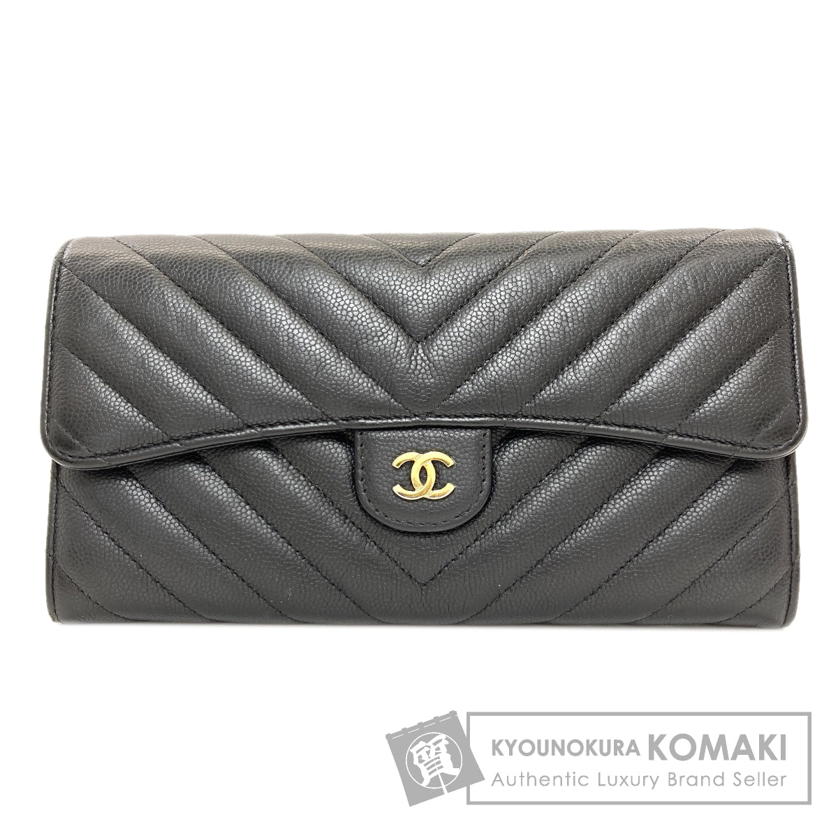 CHANEL 27723991 V Stitch COCO Mark GoldHardware Long wallet (with coin pocket) Soft Grained Calfskin Ladies [Used]