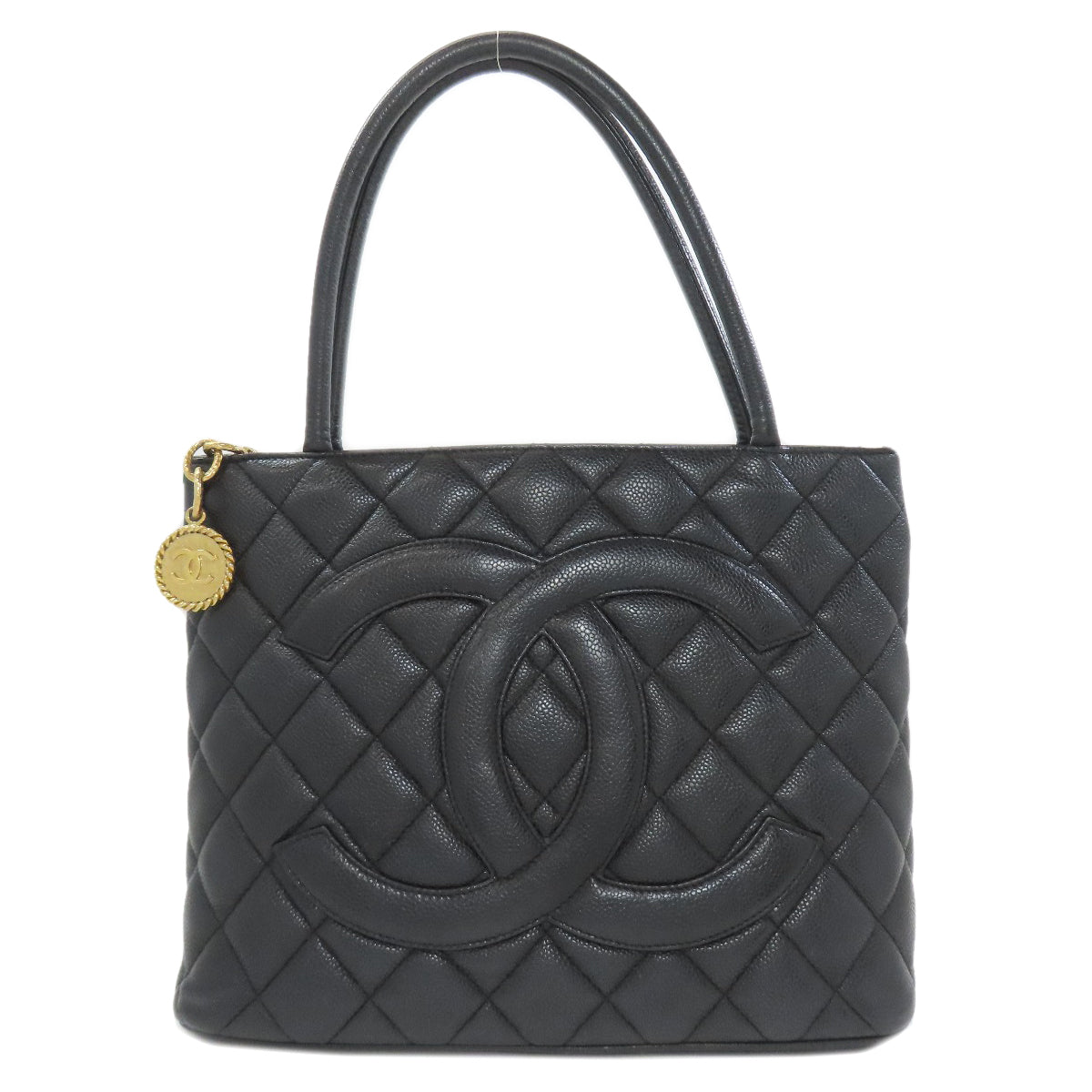 CHANEL Medallion GoldHardware Tote Bag Grained Calfskin Skin Ladies [Used]