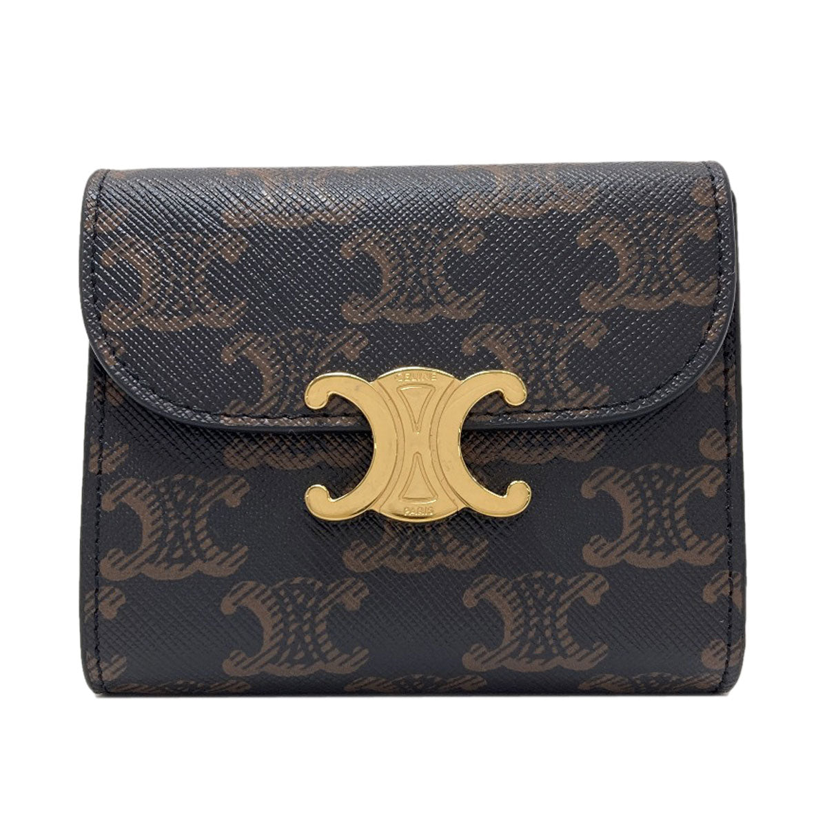 CELINE Triomphe Bifold Wallet with Coin Pocket Leather Ladies [Used]