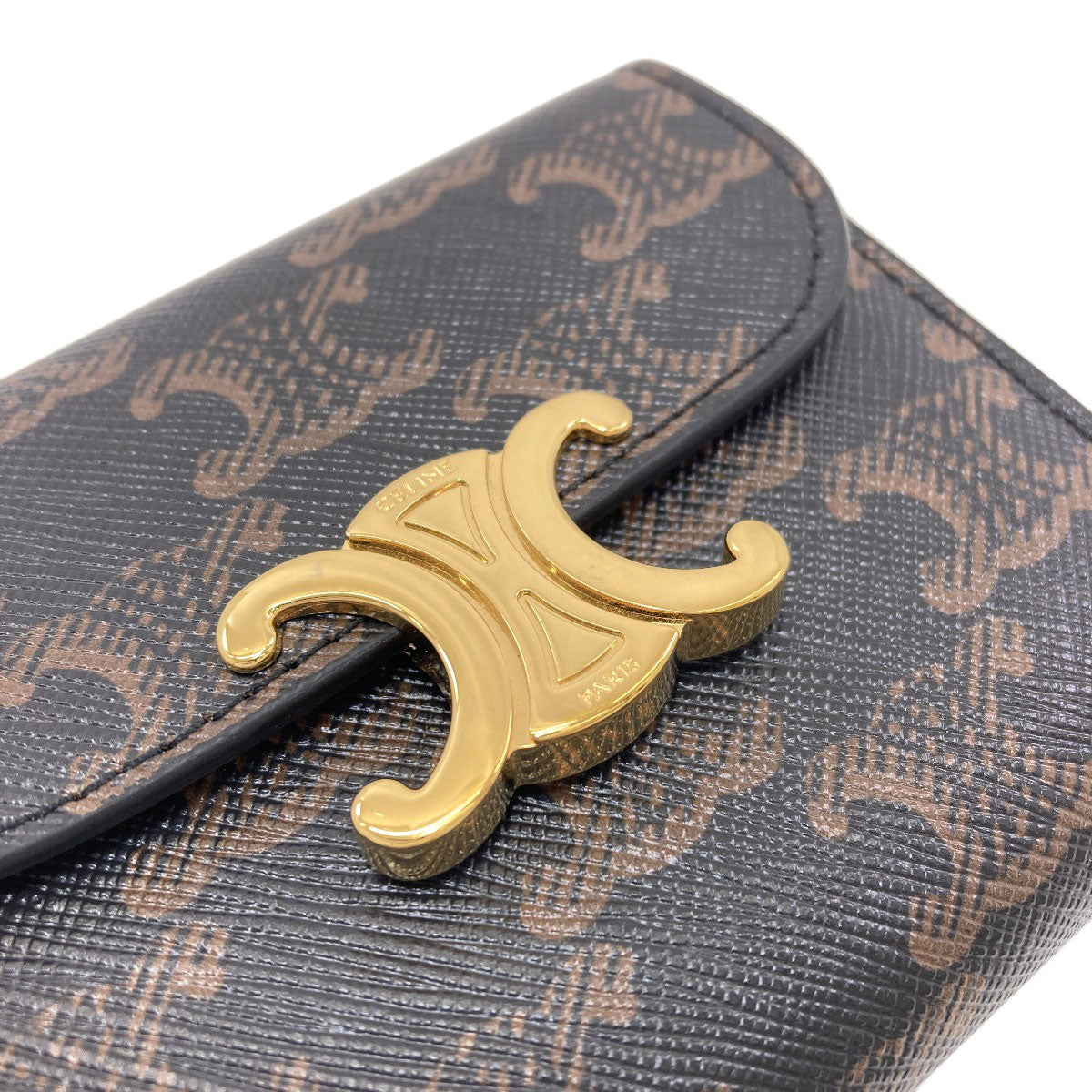 CELINE Triomphe Bifold Wallet with Coin Pocket Leather Ladies [Used]