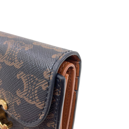 CELINE Triomphe Bifold Wallet with Coin Pocket Leather Ladies [Used]