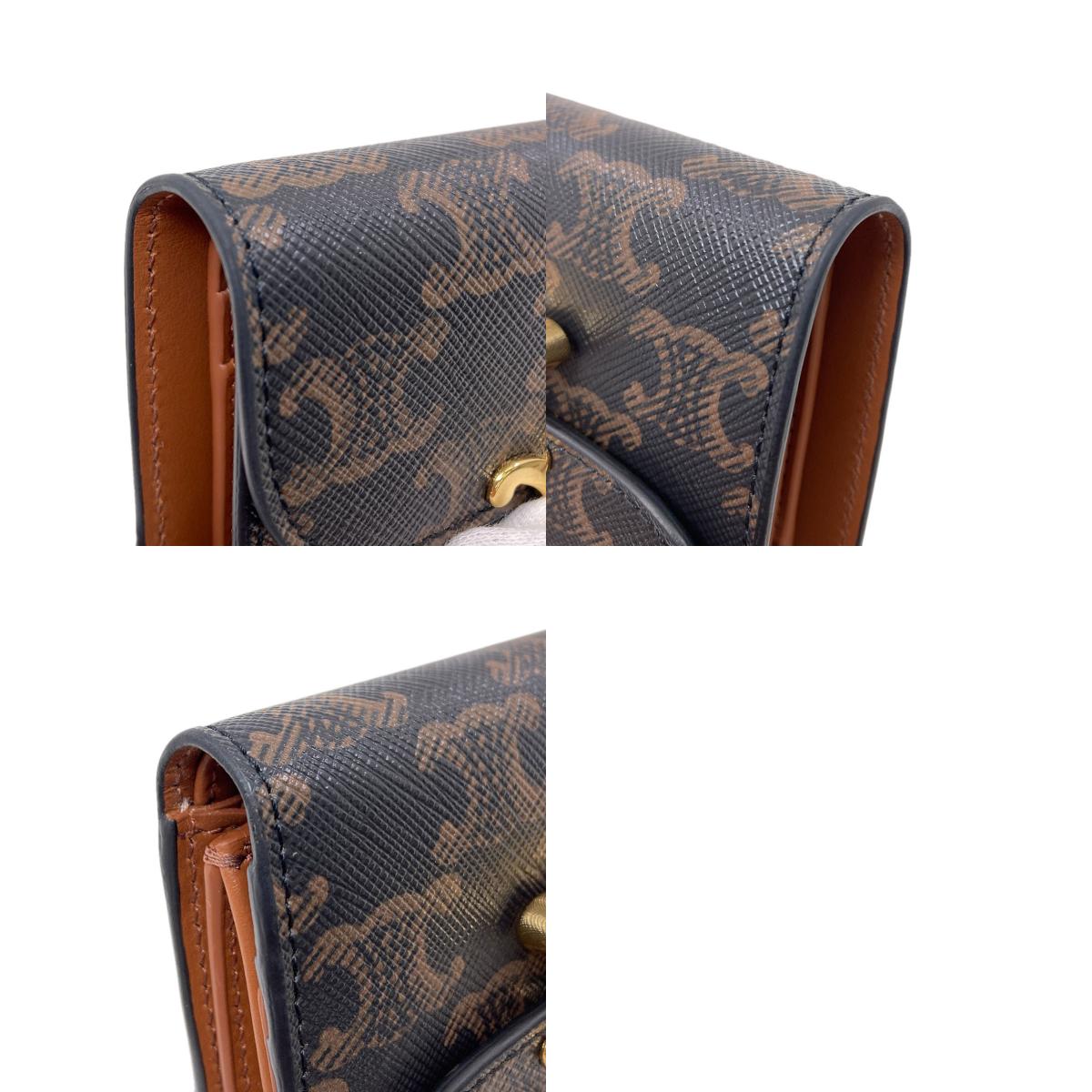 CELINE Triomphe Bifold Wallet with Coin Pocket Leather Ladies [Used]