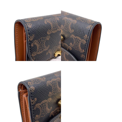 CELINE Triomphe Bifold Wallet with Coin Pocket Leather Ladies [Used]