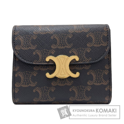CELINE Triomphe Bifold Wallet with Coin Pocket Leather Ladies [Used]