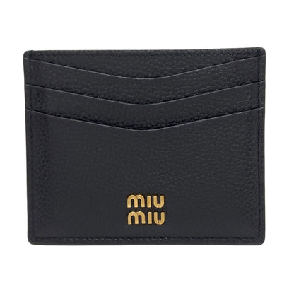 MIUMIU logo Card Case Leather Ladies [Used]