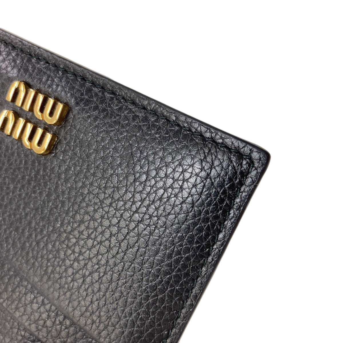 MIUMIU logo Card Case Leather Ladies [Used]