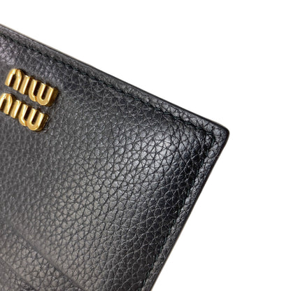 MIUMIU logo Card Case Leather Ladies [Used]