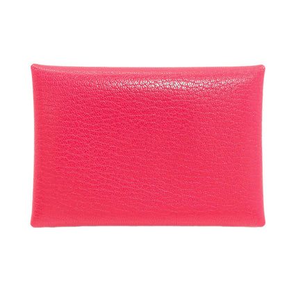 HERMES Calvi Duo Rose Extreme SilverHardware Card Case Chevre Ladies [Used]