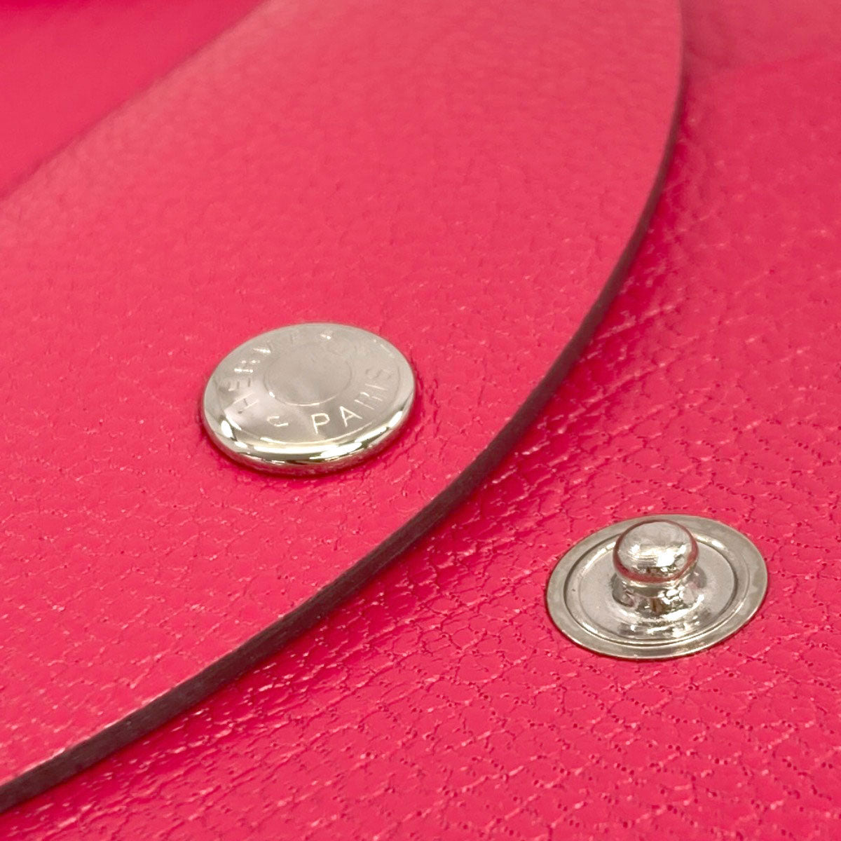HERMES Calvi Duo Rose Extreme SilverHardware Card Case Chevre Ladies [Used]