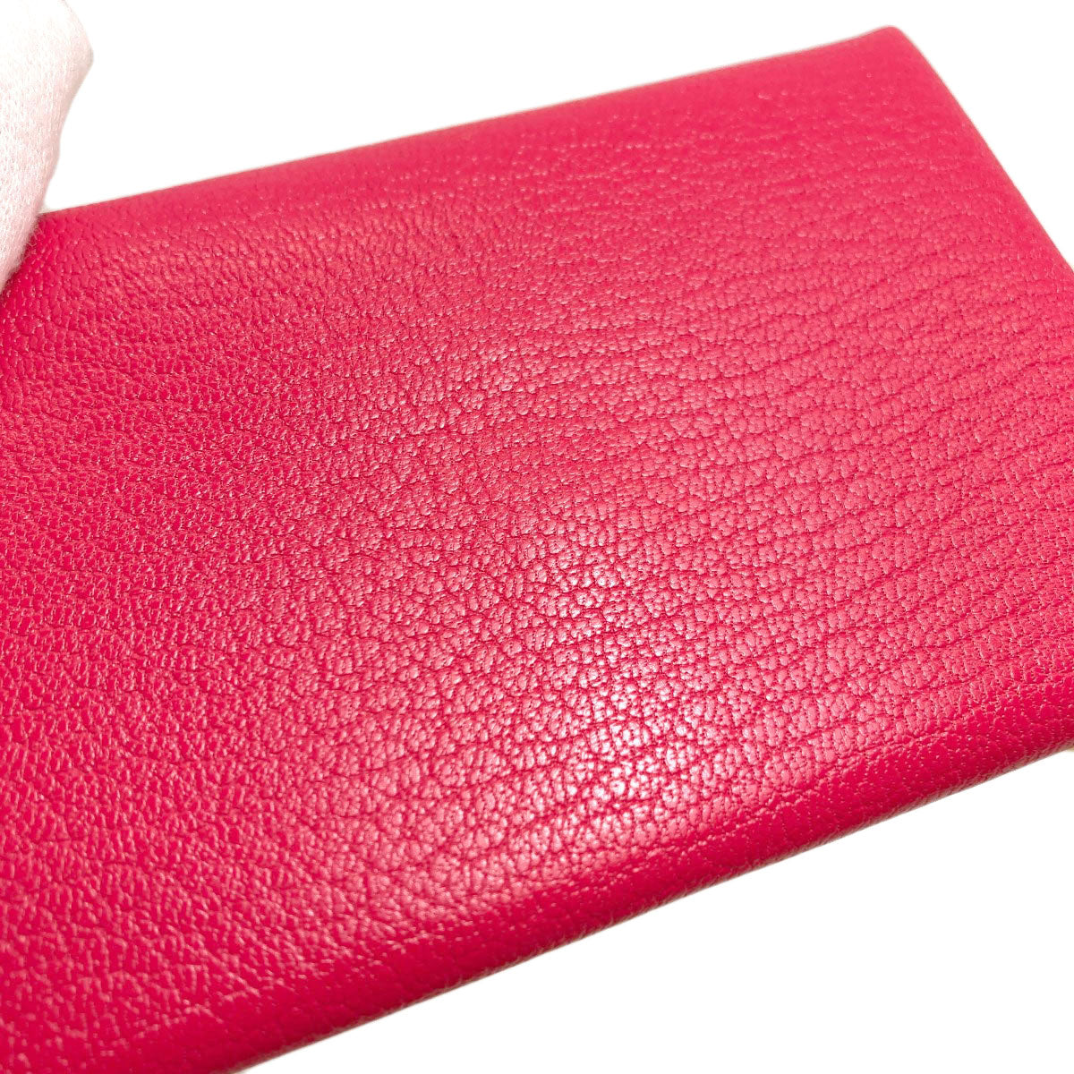 HERMES Calvi Duo Rose Extreme SilverHardware Card Case Chevre Ladies [Used]