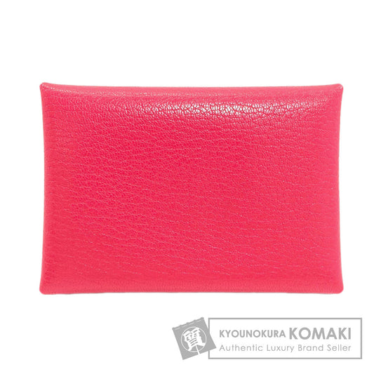 HERMES Calvi Duo Rose Extreme SilverHardware Card Case Chevre Ladies [Used]