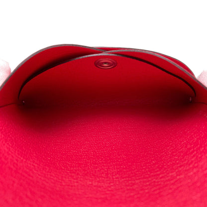 HERMES Calvi Duo Rose Extreme SilverHardware Card Case Chevre Ladies [Used]