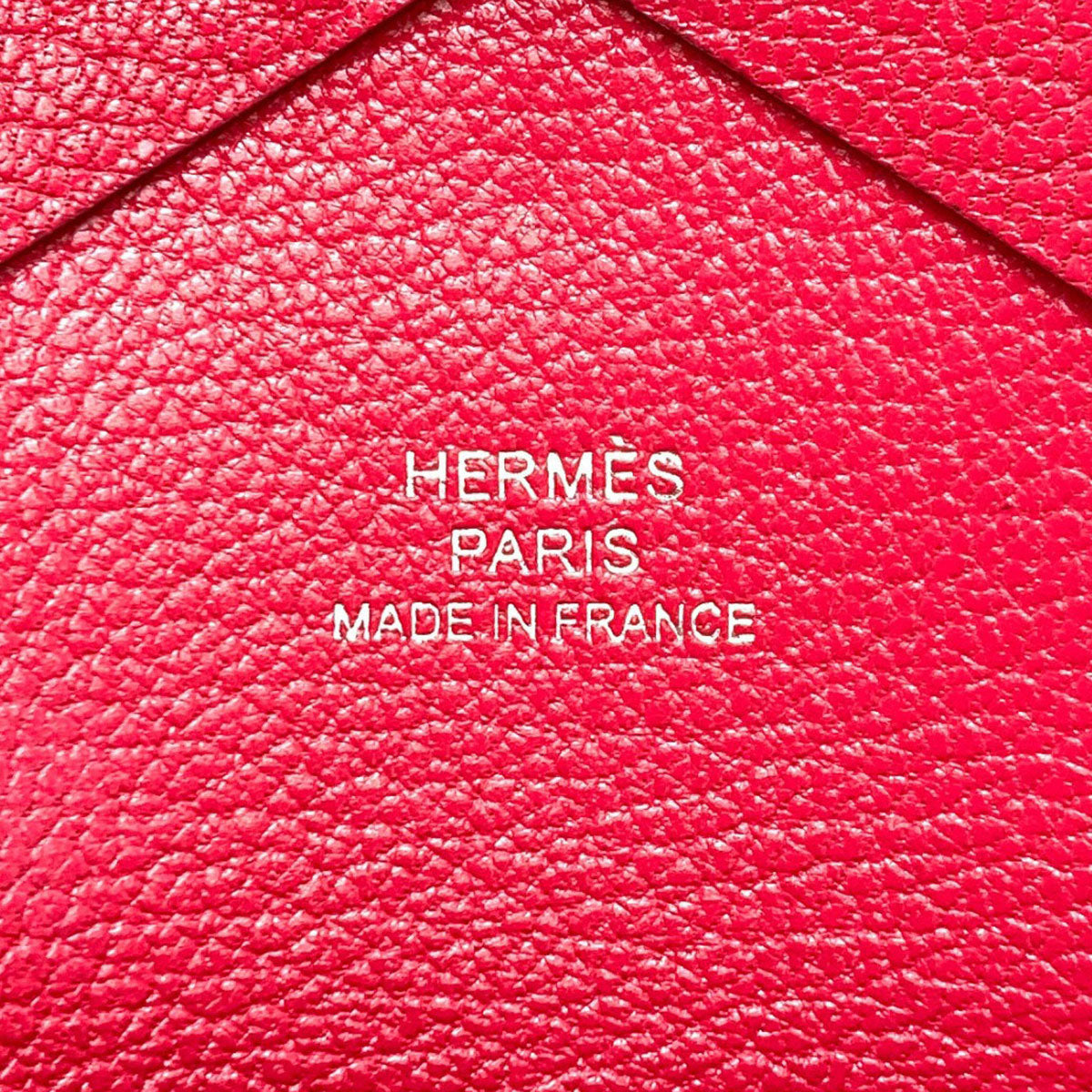 HERMES Calvi Duo Rose Extreme SilverHardware Card Case Chevre Ladies [Used]