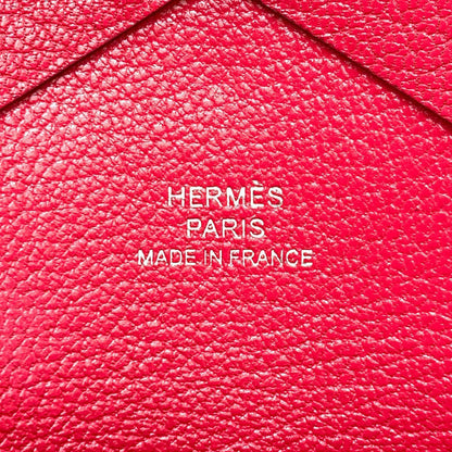 HERMES Calvi Duo Rose Extreme SilverHardware Card Case Chevre Ladies [Used]