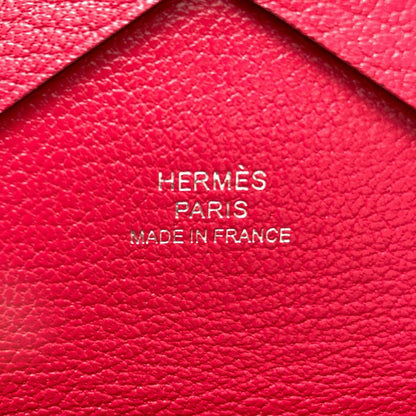 HERMES Calvi Duo Rose Extreme SilverHardware Card Case Chevre Ladies [Used]