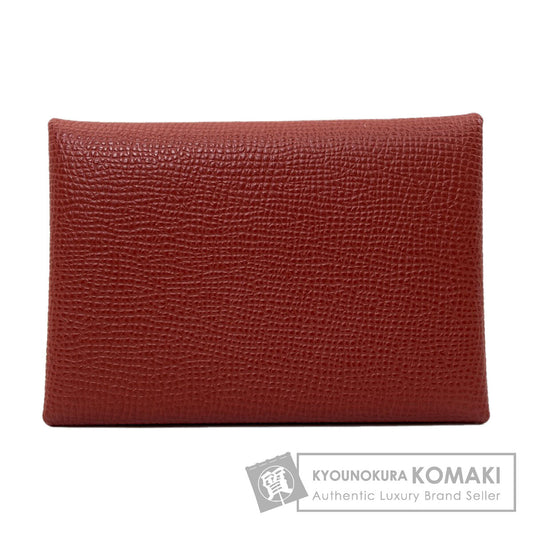 HERMES Calvi Duo Verso SilverHardware Card Case Calf Ladies [Used]