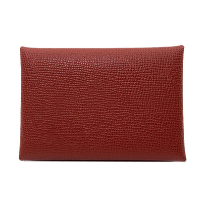 HERMES Calvi Duo Verso SilverHardware Card Case Calf Ladies [Used]