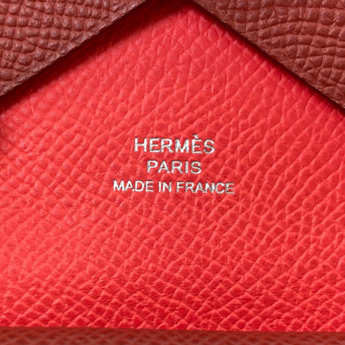 HERMES Calvi Duo Verso SilverHardware Card Case Calf Ladies [Used]