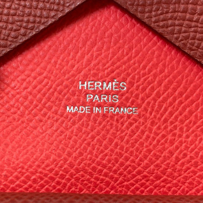 HERMES Calvi Duo Verso SilverHardware Card Case Calf Ladies [Used]