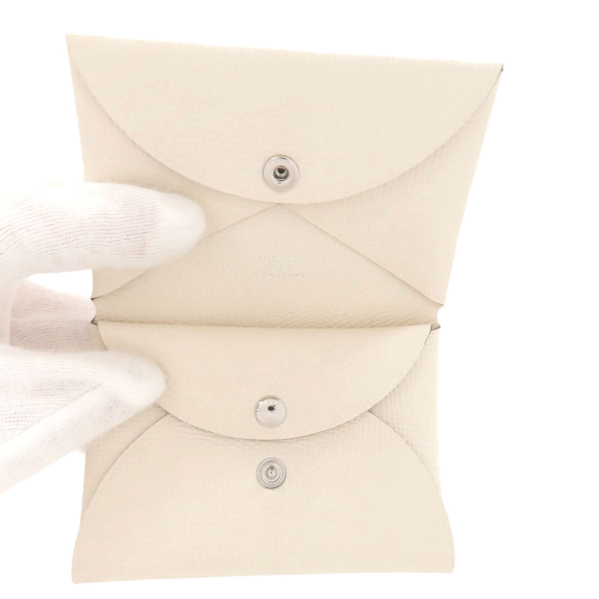 HERMES Calvi Duo Nata SilverHardware Card Case Epsom Ladies [Used]