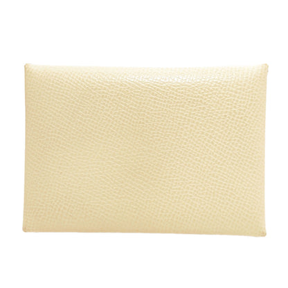 HERMES Calvi Duo Verso Nata Jaune Poussin SilverHardware Card Case Epsom Ladies [Used]