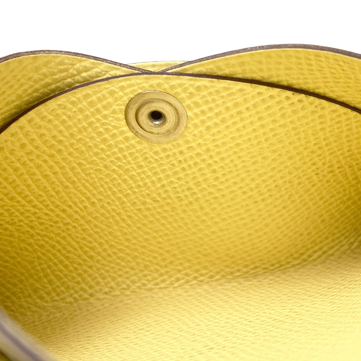 HERMES Calvi Duo Verso Nata Jaune Poussin SilverHardware Card Case Epsom Ladies [Used]