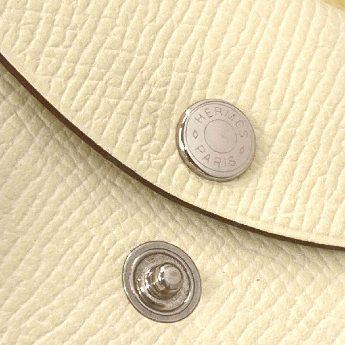 HERMES Calvi Duo Verso Nata Jaune Poussin SilverHardware Card Case Epsom Ladies [Used]