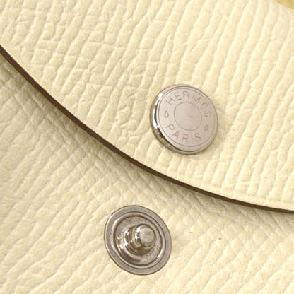HERMES Calvi Duo Verso Nata Jaune Poussin SilverHardware Card Case Epsom Ladies [Used]