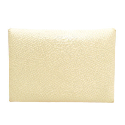 HERMES Calvi Duo Verso Nata Jaune Poussin SilverHardware Card Case Epsom Ladies [Used]
