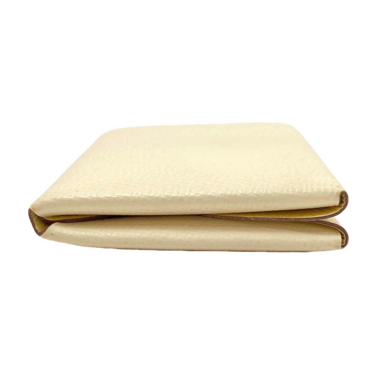 HERMES Calvi Duo Verso Nata Jaune Poussin SilverHardware Card Case Epsom Ladies [Used]