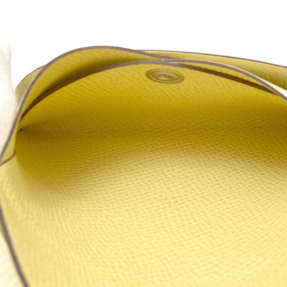 HERMES Calvi Duo Verso Nata Jaune Poussin SilverHardware Card Case Epsom Ladies [Used]