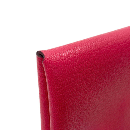 HERMES Calvi Duo Rose Extreme SilverHardware Card Case Chevre Shamquila Ladies [Used]