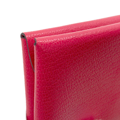 HERMES Calvi Duo Rose Extreme SilverHardware Card Case Chevre Shamquila Ladies [Used]
