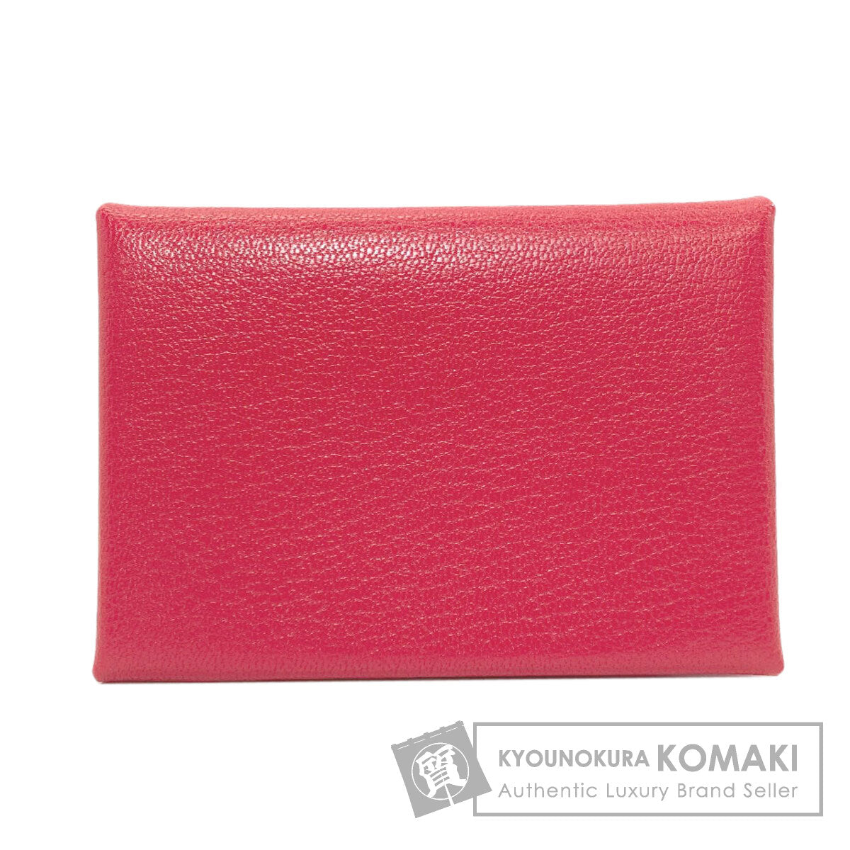 HERMES Calvi Duo Rose Extreme SilverHardware Card Case Chevre Shamquila Ladies [Used]