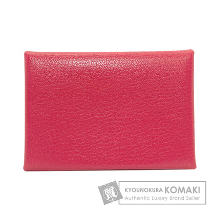 HERMES Calvi Duo Rose Extreme SilverHardware Card Case Chevre Shamquila Ladies [Used]