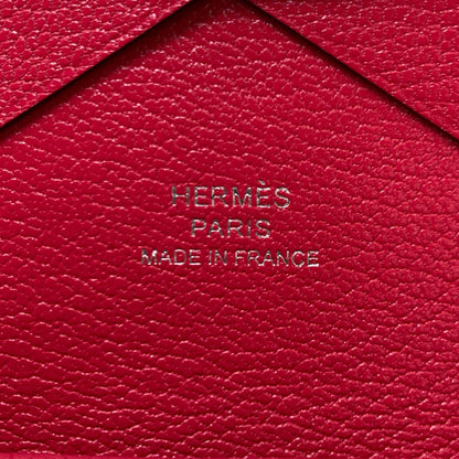 HERMES Calvi Duo Rose Extreme SilverHardware Card Case Chevre Shamquila Ladies [Used]