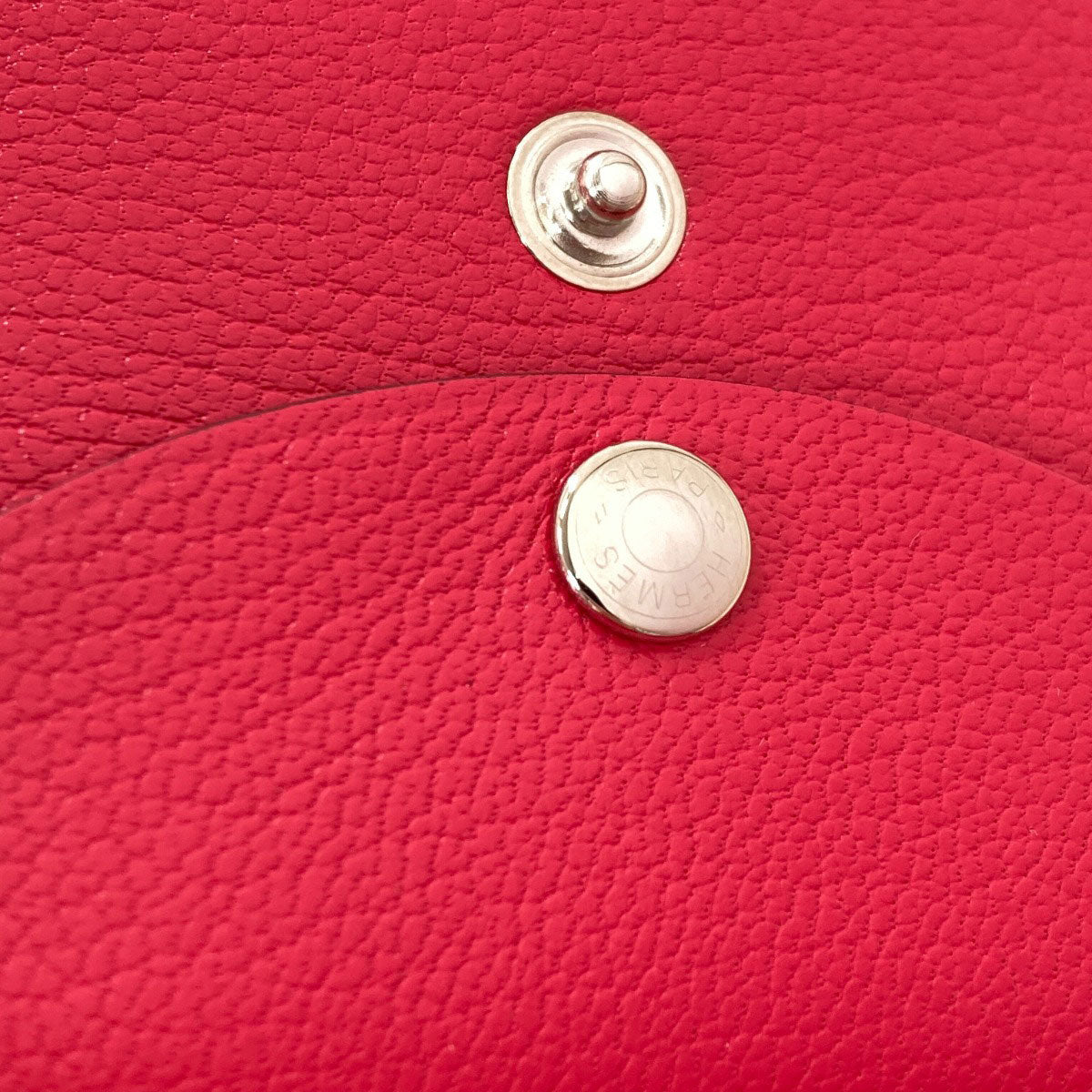 HERMES Calvi Duo Rose Extreme SilverHardware Card Case Chevre Shamquila Ladies [Used]