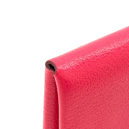 HERMES Calvi Duo Rose Extreme SilverHardware Card Case Chevre Shamquila Ladies [Used]