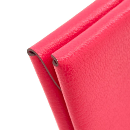 HERMES Calvi Duo Rose Extreme SilverHardware Card Case Chevre Shamquila Ladies [Used]