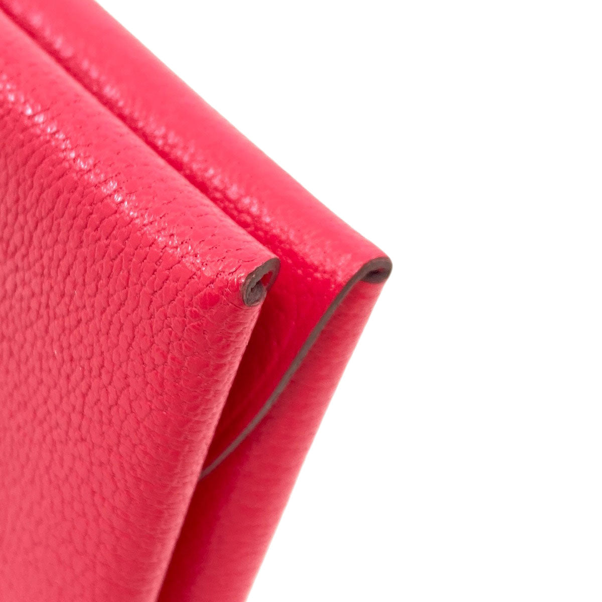 HERMES Calvi Duo Rose Extreme SilverHardware Card Case Chevre Shamquila Ladies [Used]