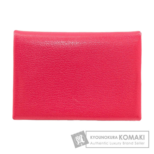 HERMES Calvi Duo Rose Extreme SilverHardware Card Case Chevre Shamquila Ladies [Used]
