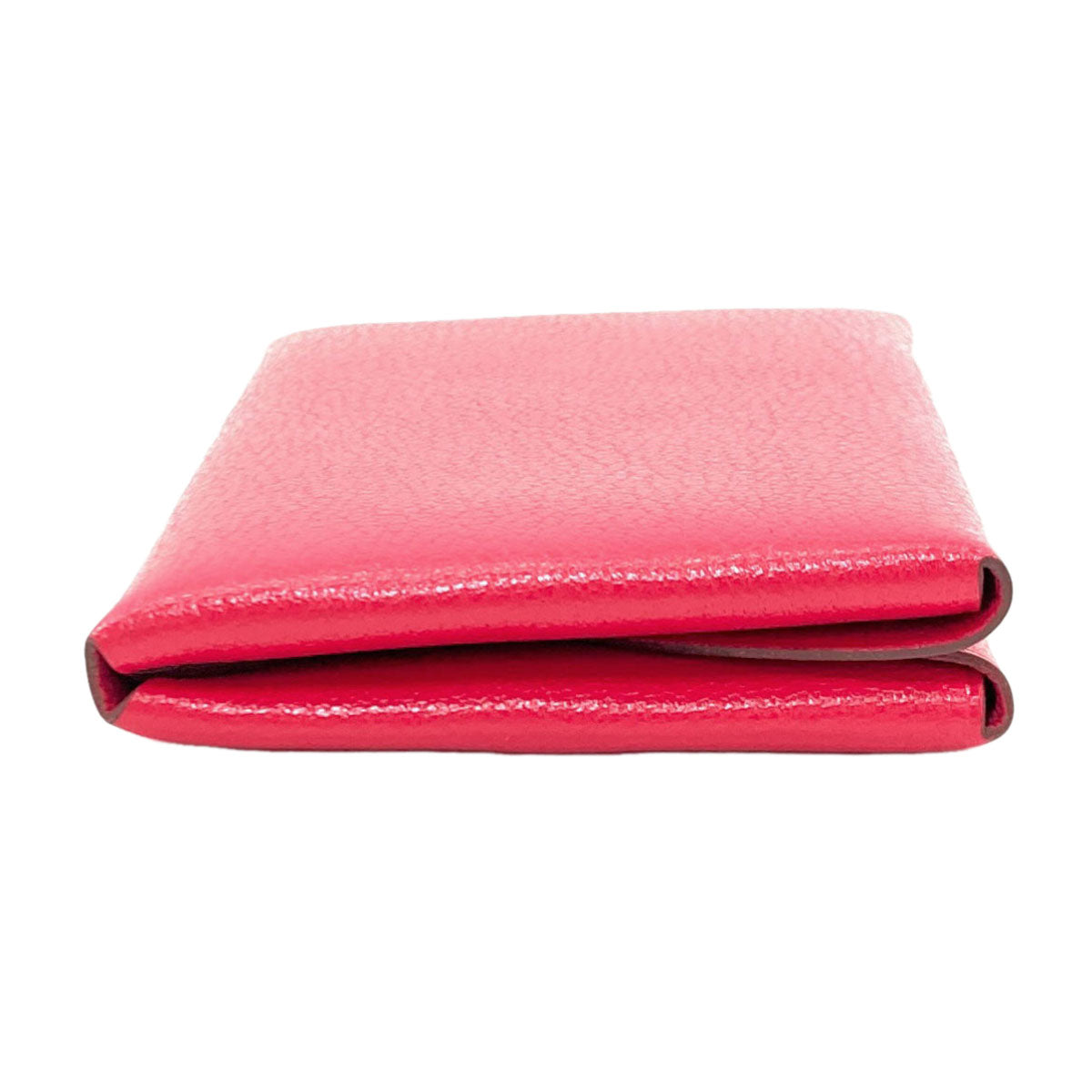 HERMES Calvi Duo Rose Extreme SilverHardware Card Case Chevre Shamquila Ladies [Used]