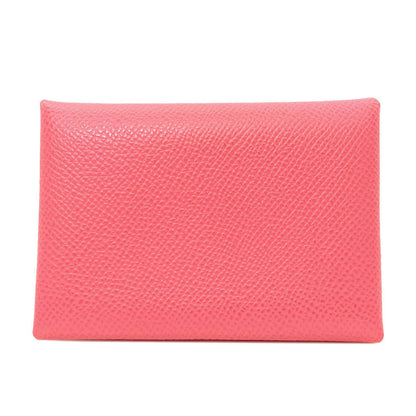 HERMES Calvi Duo Rose Azalea SilverHardware Card Case Epsom Ladies [Used]