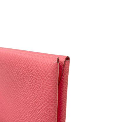 HERMES Calvi Duo Rose Azalea SilverHardware Card Case Epsom Ladies [Used]