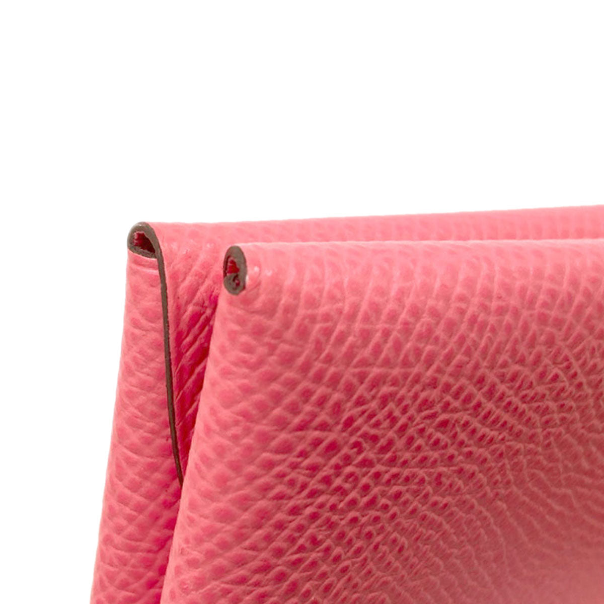 HERMES Calvi Duo Rose Azalea SilverHardware Card Case Epsom Ladies [Used]