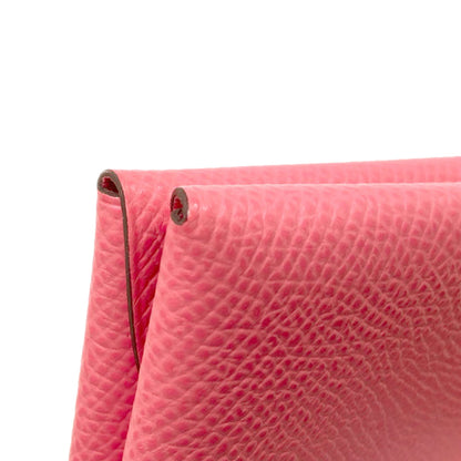 HERMES Calvi Duo Rose Azalea SilverHardware Card Case Epsom Ladies [Used]