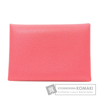 HERMES Calvi Duo Rose Azalea SilverHardware Card Case Epsom Ladies [Used]