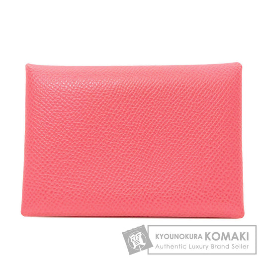 HERMES Calvi Duo Rose Azalea SilverHardware Card Case Epsom Ladies [Used]