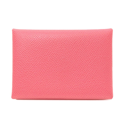 HERMES Calvi Duo Rose Azalea SilverHardware Card Case Epsom Ladies [Used]